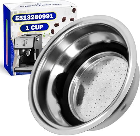 Filtro Cafetera 1 Taza de Medidas - con Código Original 5513280991 - Apto para DeLonghi - Filtro Cafe para Portafiltro Cafetera - Garantía de 10 Años - MONTERAL
