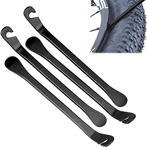 Fezf 4 Stück Fahrrad-Reifenheber, Reifenheber Fahrrad,Fahrrad Reifenheber,Reifenheber MTB,Schwarze Metall-Reifenheber, Metall-Reifenheber-Werkzeug