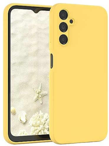 EAZY CASE Premium Silikon Handyhülle kompatibel mit Galaxy A14 5G Slimcover mit Kameraschutz und Innenfutter, Silikonhülle, Schutzhülle, Bumper, Handy Case, Hülle, Softcase, Gelb