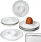 Ritzenhoff & Breker 6er Set Venezia Eierbecher mit Ablage I 6 Personen I Ø 12,5cm I weiße flache Eierständer für das Frühstücksei I elegante Porzellan-Eierhalter mit Relief in Kieselstein-Optik