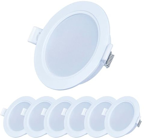 YJY LIGHT Einbaustrahler 230V Flach, Einbauspots 5W 500lm, Slim Led Deckenstrahler, 6000K Kaltweiß Einbauleuchten Weiß für Wohnzimmer Badezimmer Schlafzimmer Einbautiefe 26mm (6 Stück)
