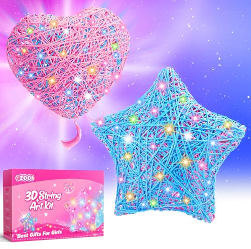 ZOOI Bastelset Kinder ab 6 Jahre, Geschenke für Mädchen Spielzeug ab 6 Jahre Mädchen, Weihnachtsgeschenke für Kinder Basteln Mädchen 8 10 Jahre Geschenk Mädchen 6-12 Jahre, 3D String Art Kit
