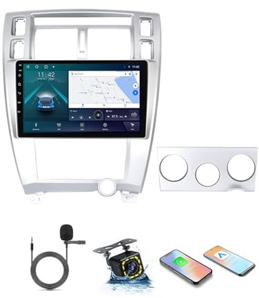 FONALO Android Auto 2 Din Radio Mit Navi 9 Zoll Touchscreen Für Hyundai Tucson 2004-2009 Android 12 Autoradio Bluetooth Plug-and-Play DAB + WiFi 4G Mirrorlink Carplay OBD USB (Color : M200S)