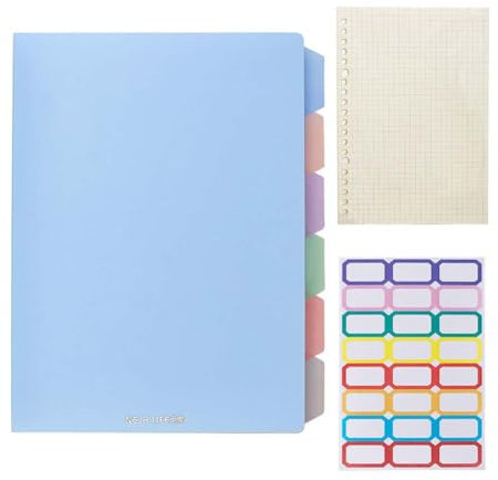 Hardcover Subject Notebook for School Work Meeting,A5 B5 Refillable Ring Binder Notebook with Dividers&Tabs,240 Removable Pages,Loose Leaf Personal Planner (B5 Blue)