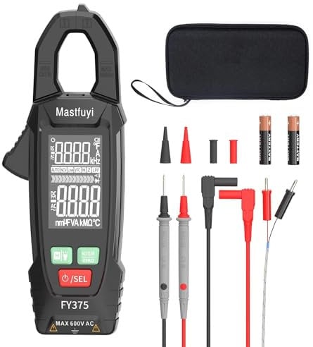 Multimetro a Pinza Digitale Tester T-RMS 6000 Conteggi, Tester Automatico di Tensione e Amplificazione con NCV Misura Tensione e Corrente AC/DC, Resistenza, Capacità, Frequenza, Continuità,Temperatura