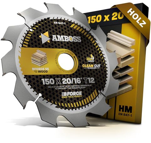 HM Kreissägeblatt 150x20 16 Z12 Wechselzahn für Holz - Zuschnitt. AMBOSS WERKZEUGE® Sägeblatt 150mm +Reduzierring 16 20mm. 150x20 150x16 komp. zu BOSCH GB 1923. GKS 12 V. GKS 46.PKS 46.48. 416. S1