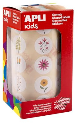 APLI Kids 19717 - Rouleau de gommettes sur le thème des fleurs sauvages, autocollants avec adhésif permanent, 900 stickers de fleurs, idéal pour les maternelles ou les ateliers pour enfants.