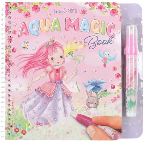 Depesche 12946 Princess Mimi - Aqua Magic Malbuch mit versteckten Prinzessinnen-Motiven, Kreativbuch mit 5 wiederbemalbaren Seiten und einem Wasserstift
