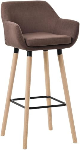 CLP Barhocker Grant I Thekenhocker Mit Stoff-Bezug I Gestell Aus Buchenholz, Farbe:Coffee