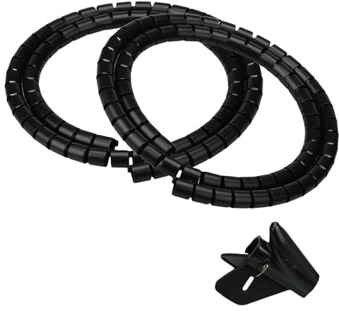 Lot de 2 gaines de rangement de câbles flexibles et extensibles - Noir - Diamètre : 20 mm