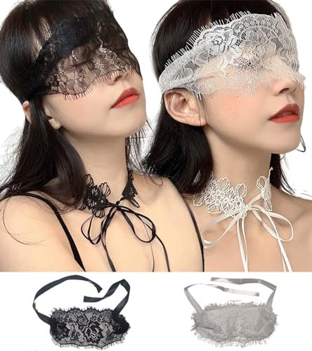 Augenbinde aus Spitze, durchsichtig, sexy Augenmaske, Maskerade, Paar, Party, 2 Stück, Style-11, Einheitsgröße