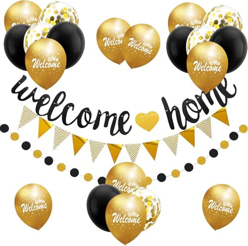 WakiHong Banderole Bienvenue, Bannière Décorative Welcome Home, Fournitures de Décoration pour Mariage, Noël et Fête de Famille Vintage