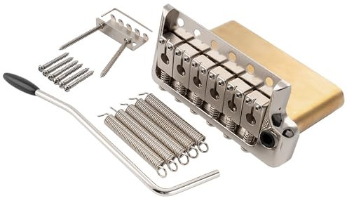 Musiclily Ultra 52,5mm Ottone Stile Ponte Tremolo 6 Viti Knife Edge per Chitarra Elettrica Tipo Strat, Nickel