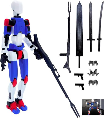 DKIIL NOIYB T13 Action Figure, ya montado Titan 13 Action Figure, 3D Printed Multi-Jointed Movable Action Figures con 6 armas y 3 manos, Dummy T13 Lucky 13 Figures Decoración de Escritorio