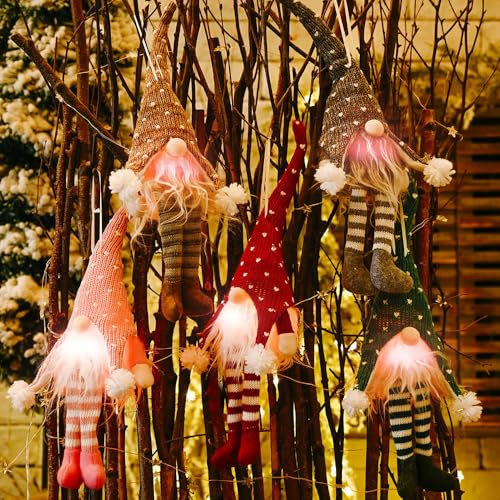 PASLFC 5 Stück Weihnachtswichtel Beleuchtet, Weihnachtswichtel Figuren, Wichtel Figuren Groß, Weihnachtsdeko Wichtel, Weihnachtsdeko Innen