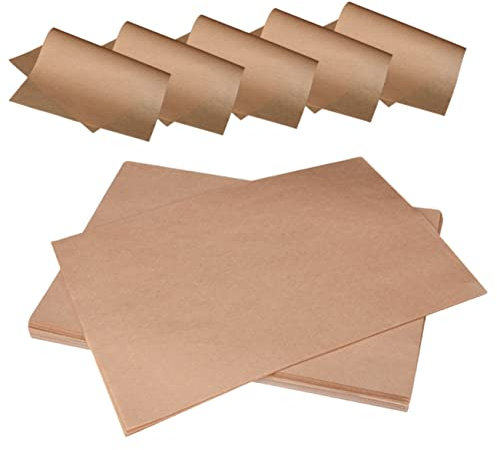 OKUMEYR Fogli Di Carta Da Forno Antiaderente 20x30 Cm in Carta Kraft Naturale Resistenti Alte Temperature Per Forno e Friggitrice Ad Aria Confezione Da 100 Pezzi Per Cucina e Preparazioni Dolciarie