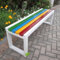 Mixtric Gartenbank, Doppelsitzbank Ohne Rückenlehne, Parkbank Mit Metallrahmen, Perfekt Für Hinterhof, Terrasse, Rasen,Weiß,120cm