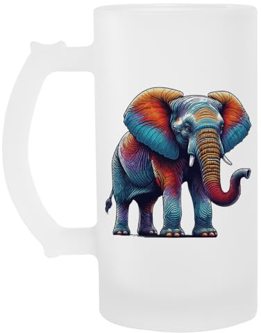 Indian Colored Elephant Art Beer Mug Handle Drink Cup