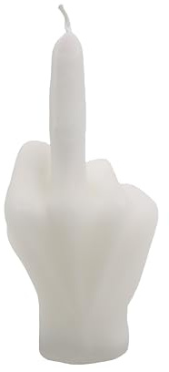 M.Kritzinger's XXL Kerze Festtags-Muffel Mittelfinger, Stinkefinger, 9x18 cm, weiß