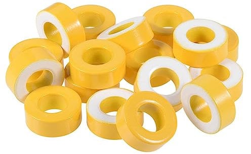 Yurhuit 17 Pieces of Iron Powder Core Yellow and White Ring Ferrite Core Iron Powder Ring Core