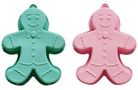 2 pezzi silicone omino pan di zenzeros teglia da forno, omino pan di zenzeros Teglie per dolci, antiaderente silicone stampi biscotti per dolci natalizi, colore casuale