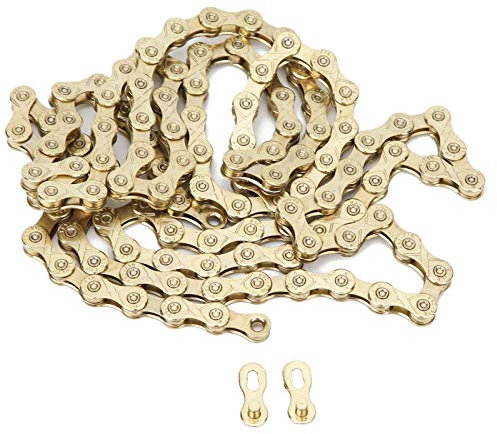 Montain Road Stahl 10 -Gang -Fahrradkette für Mountainbikeradfahrrad -Hybridauto -Fahrrad - Stahl/1/2in X 11/128 Zoll Dünner Typ (SILVER) (GOLD)