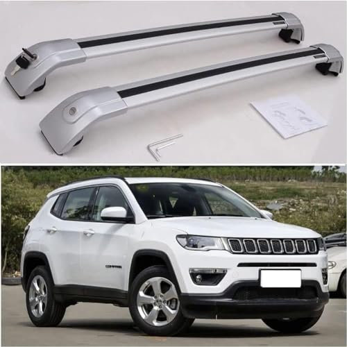2 Stück Auto Querträger Dachträger für Jeep Compass 2017-2022, Hochstabile Dachreling Rack Gepäck Querträger Relingträger Gepäckablage Car Zubehör