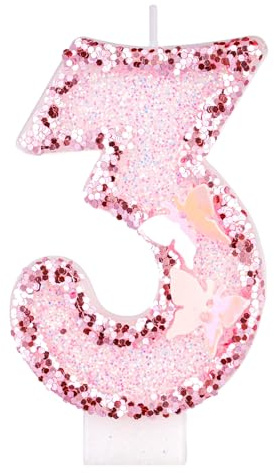 Alaoo Geburtstagskerzen Zahlen 3, Rosa Schmetterling Zahl Kerzen für Kuchen | 3D Schmetterling Geburtstagskerzen,Kuchen Topper Dekoration Kuchendeko Geburtstag,Geburtstagskerzen für Geburtstagsdeko