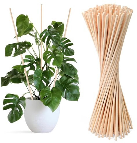 Huucozn 100 PCS Tutores de Bambú a Planta 40cm Ø 5mm– Cañas de Bambu Plantas, Estacas para Tomateras, Palos para Tomateras en huerto y Cultivos Verticales Jardín, Tutores por Plantas Trepadoras