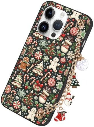 Yoedge Weihnachten Handyband Handyhülle für iPhone 15 Pro Hülle mit Band, Süß Weihnachts Muster Schneemann Weihnachtsbaum Winter Bunt Motiv Christmas Xmas Case, Weich Silikon TPU Stoßfest Schutzhülle
