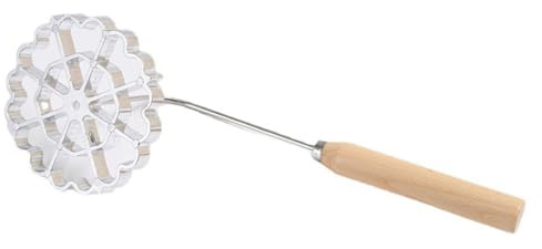 Lawnoval Gaufrier en fer avec poignée en bois, en alliage d'aluminium, sans moules, rosaces suédoises et desserts à timbales, accessoire de pâtisserie pour cuisine et fêtes