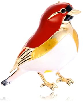 OATHCAF Broche Oiseau Rouge Émail Vibrant Mignon Alliage de Zinc Animaux Épingles pour Femmes Écharpes Vêtements Vestes Breloques