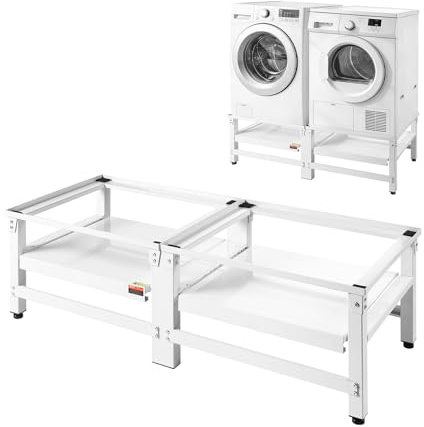 VEVOR Supporto Universale per Lavatrice Altezza 355 mm Carico max. 318 kg Base per Lavatrice Asciugatrice con Vassoio Estraibile Piedini Antiscivolo Supporto in Acciaio 2 Pezzi Base Piedistallo