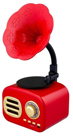Bluetooth Speaker - Portable Wireless Stereo Jukebox with HD Surround Sound, Compact Design for Easy Carrying, Vintage Phonograph Style