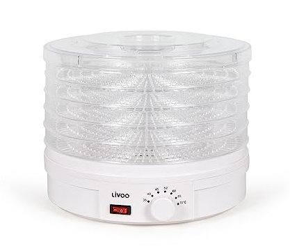 Livoo, Déshydrateur DOM202 – 245W, 5 plateaux Ø 33 cm, thermostat ajustable, compatible lave-vaisselle
