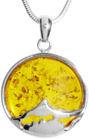 Ostsee-Schmuck Damen-Anhänger 925/000 Sterlingsilber mit Bernstein inklusive Schlangenkette 1