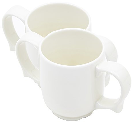 Ability Superstore White Two Handled Ceramic Mug - Pack of 2