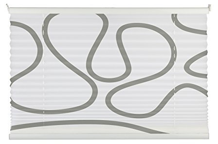 mydeco® 120x130 cm [BxH] mit Muster, weiß / taupe - Plissee Jalousie ohne bohren, Rollo für innen incl. Klemmträger (Klemmfix) - Sonnenschutz, Sichtschutz für Fenster