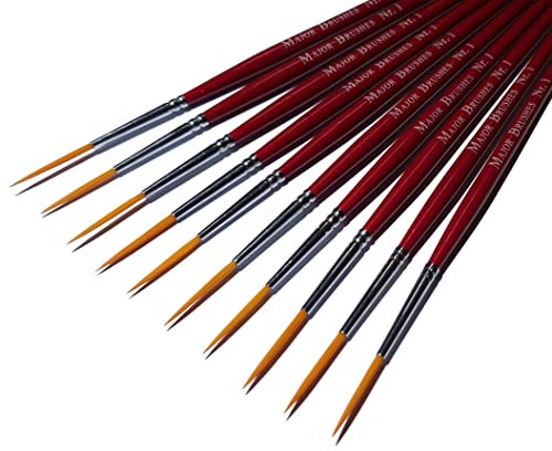 Major Brushes Synthetic Rigger Brush Size 1 - Pack of 10