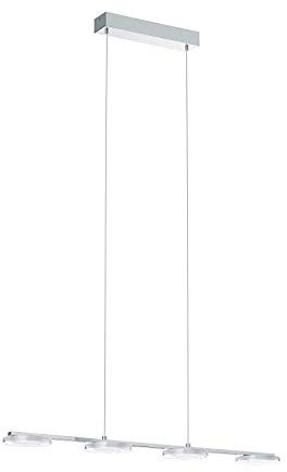 EGLO LED Pendelleuchte Cartama, 4 flammige Hängelampe modern, Hängeleuchte aus Metall und Kunststoff, Esstischlampe in Chrom, Klar, Satiniert, Wohnzimmerlampe hängend, runde LEDs warmweiß