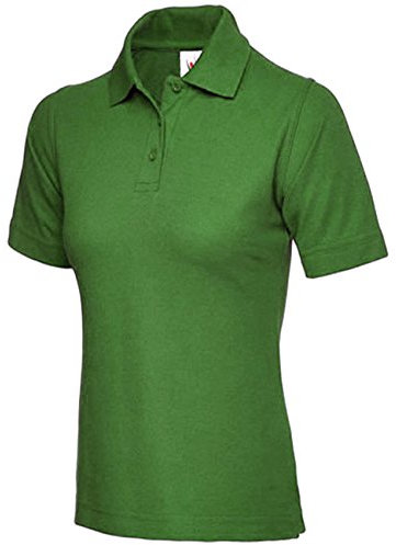 247-Clothing Ladies Pique Polo Shirt Size UK 8 to 26 Plus New Casual Sports Gym Work (UK 10 (S), Bottle Green)