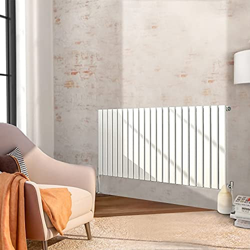 NRG 600x1428 mm Gloss White Column Designer Radiator Horizontal Single Flat Panel