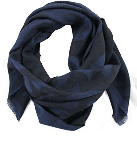 Rotfuchs® Schal Webschal Jacquard modisch blau schwarz 100% Wolle (Merino) R-626
