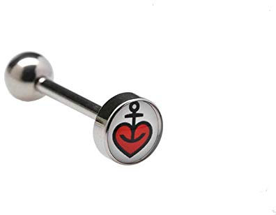Astra Herzanker Barbells Zungen Piercing, Edelstahl, im Geschenkbeutel