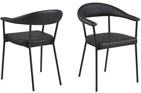 AC Design Furniture Ana 2er Set Esszimmerstühle in Schwarz, Küchenstühle aus Kunstleder und Metall, B: 56 x H: 77,5 x T: 52,5 cm