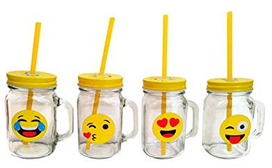 Lote de 12 Jarras Divertidas y Originales EMOTICONOS - Jarras, Termos, Tazas para Detalles Originales y Baratos para Invitados de Bodas, Regalos para Comuniones y Cumpleaños