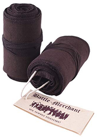 Battle-Merchant Mittelalter Wadenwickel für Damen und Herren, Paar, aus Canvas/Segeltuch für Mittelalterhose, Wikingerhose, Baumwolle, Beinwickel, Wikinger, LARP, Haithabu, braun