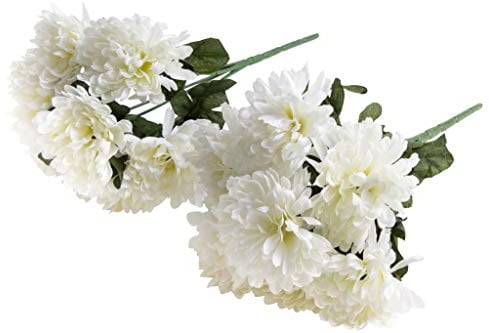 DPI künstlicher Chrysanthemenstrauß mit 7 Stielen (2 Stück) (Creme-weiß)