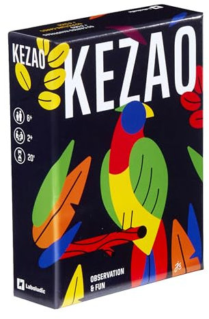 KEZAO - Buntes und lustiges Kartenspiel mit 4 Würfeln – Schnelligkeit und Beobachtung – Gesellschaftsspiel für Familie und Kinder – schnelle und rhythmische Spiele – einfache Regeln, blau, gelb,