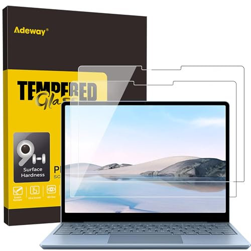 Adeway Tempered Glass Screen Protector for Surface Laptop Go 3/2/1 12.4 inch, 9H Hardness, Scratch Resist, HD Transparent (2013/1943 Model)
